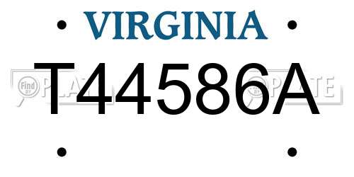 T44586A Virginia License Plate
