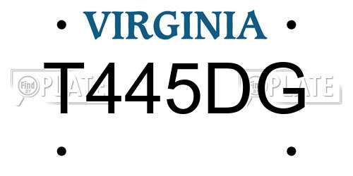 T445DG Virginia License Plate