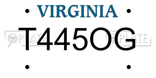 T445OG Virginia License Plate