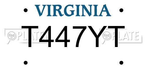 T447YT Virginia License Plate