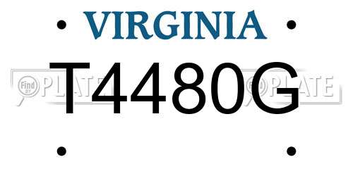T4480G Virginia License Plate