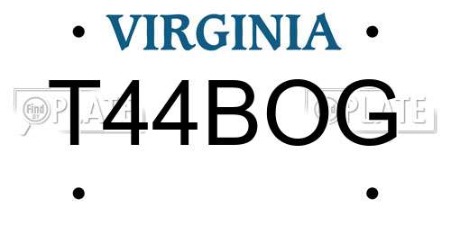 T44BOG Virginia License Plate