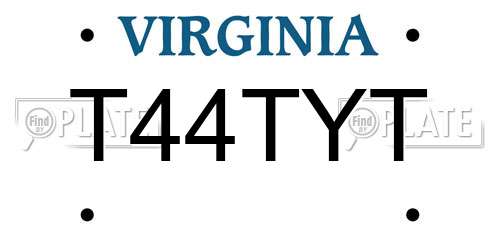 T44TYT Virginia License Plate