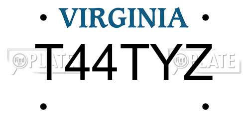 T44TYZ Virginia License Plate