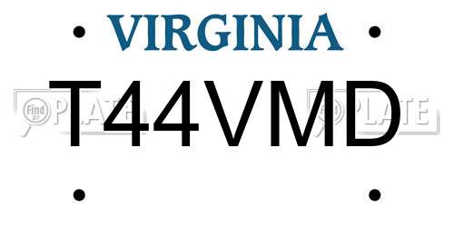 T44VMD Virginia License Plate