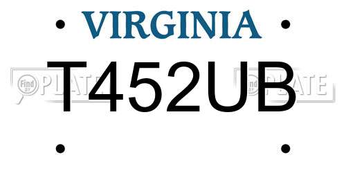T452UB Virginia License Plate