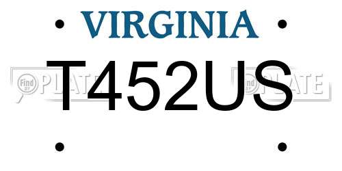 T452US Virginia License Plate