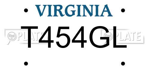 T454GL Virginia License Plate