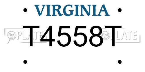 T4558T Virginia License Plate