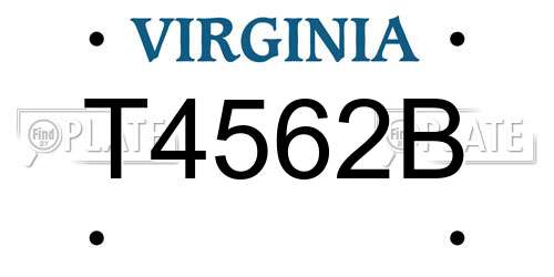 T4562B Virginia License Plate