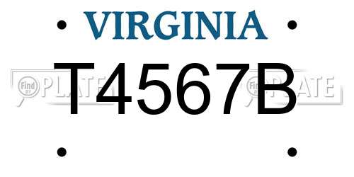 T4567B Virginia License Plate