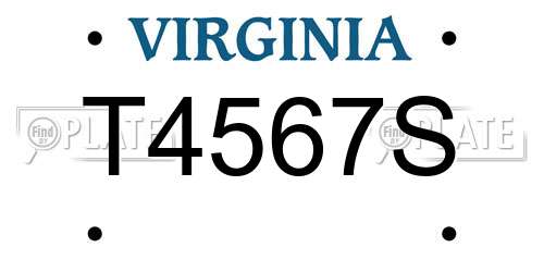 T4567S Virginia License Plate