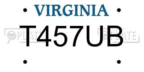 T457UB Virginia License Plate
