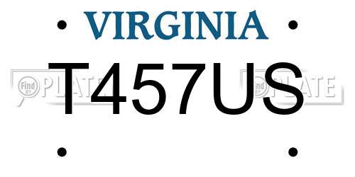 T457US Virginia License Plate