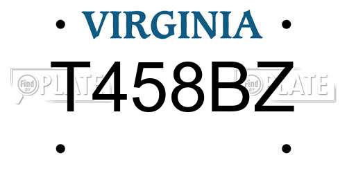 T458BZ Virginia License Plate