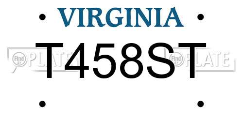 T458ST Virginia License Plate