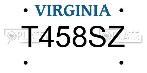 T458SZ Virginia License Plate