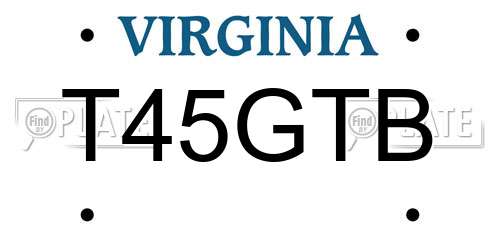 T45GTB Virginia License Plate