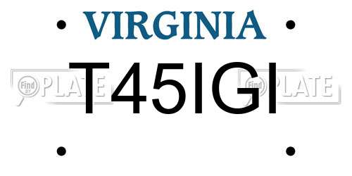 T45IGI Virginia License Plate