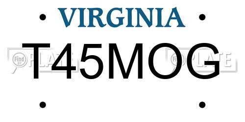 T45MOG Virginia License Plate