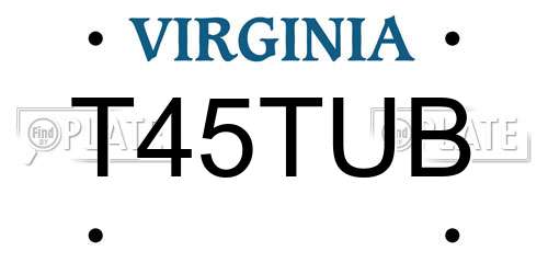 T45TUB Virginia License Plate