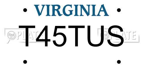 T45TUS Virginia License Plate