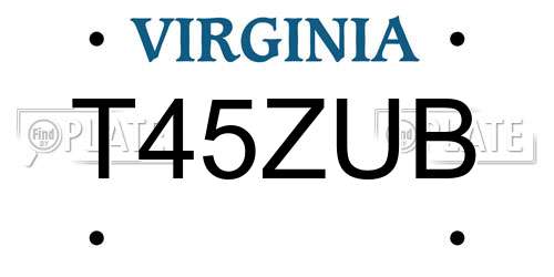 T45ZUB Virginia License Plate