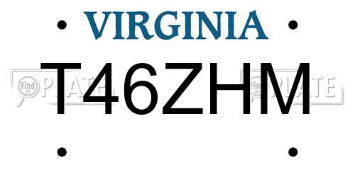 T46ZHM Virginia License Plate