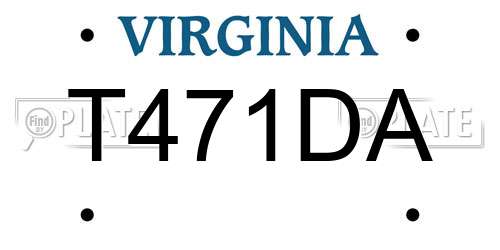 T471DA Virginia License Plate