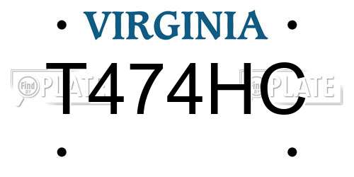 T474HC Virginia License Plate