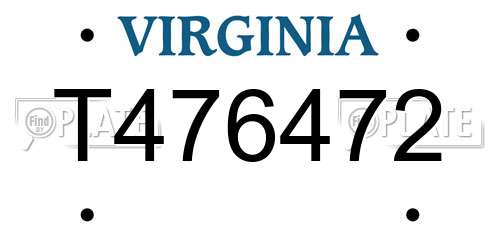 T476472 Virginia License Plate