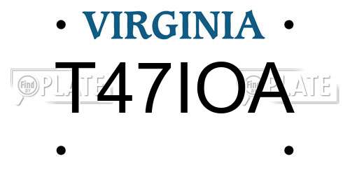 T47IOA Virginia License Plate