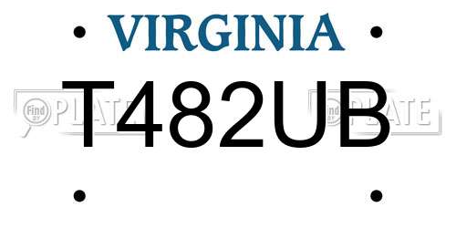 T482UB Virginia License Plate