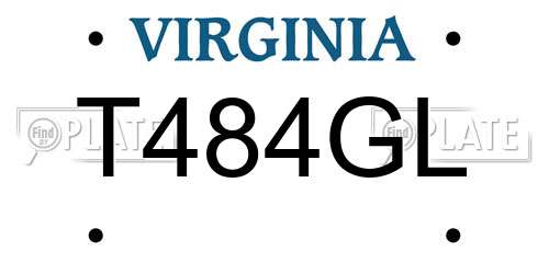 T484GL Virginia License Plate