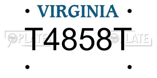 T4858T Virginia License Plate