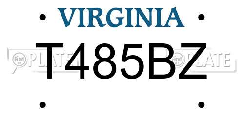 T485BZ Virginia License Plate