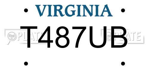 T487UB Virginia License Plate