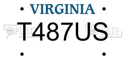 T487US Virginia License Plate