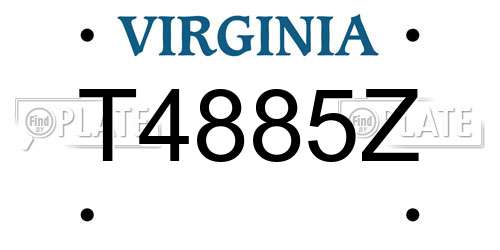 T4885Z Virginia License Plate