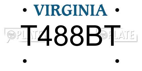 T488BT Virginia License Plate