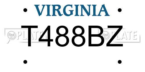 T488BZ Virginia License Plate