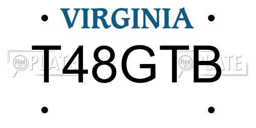 T48GTB Virginia License Plate