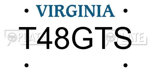 T48GTS Virginia License Plate