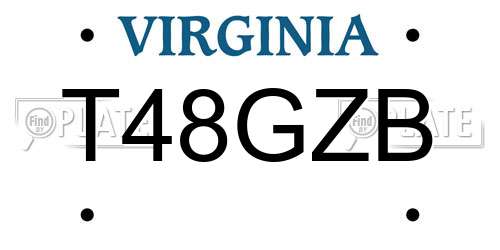 T48GZB Virginia License Plate