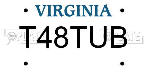 T48TUB Virginia License Plate