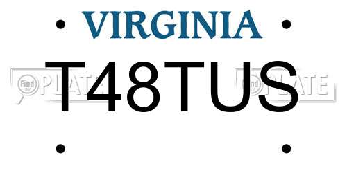 T48TUS Virginia License Plate