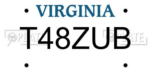 T48ZUB Virginia License Plate