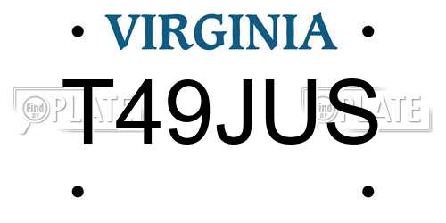 T49JUS Virginia License Plate
