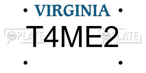 T4ME2 Virginia License Plate