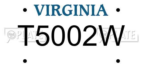 T5002W Virginia License Plate